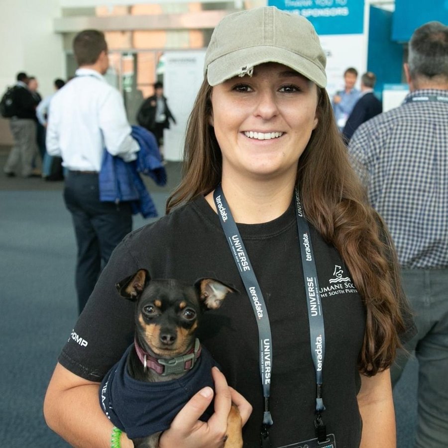 Kelsey with a happy pup